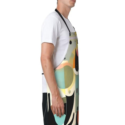 Cartoon heart sun Heavy Duty Waterproof Apron with Pockets for AdultsResistant Grilling, Gardening, Painting - color: Mid-century Modern Art Cat