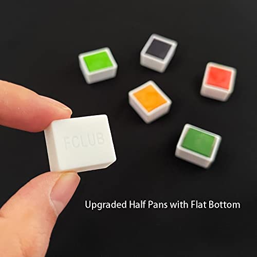 FCLUB Empty Watercolor Pans, 20 Full (3ml) & 20 Half Pans (2ml) | Refillable Plastic Pans, White Paints Pans, Fits Metal Watercolor Tins, DIY Palettes, For Homemade Watercolors Soild Paints - style: 20Pcs Full Pans and 20Pcs Half Pans