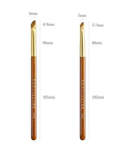 Desert Oak Series Wing Liner Duo Brush Set - CM 180 Bold Angled Eyeliner & CM 181 Precision Detail Brush for Gel/Liquid/Powder, Bubinga Handle & Brass Ferrule - color: CM-0180+CM-0181, size: 2 Piece