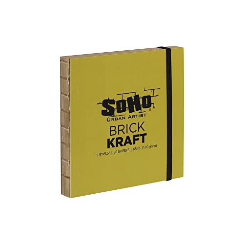 SoHo Urban Artist Brick Sketchbook Journals, 20 Pack, for Sketching, Drawing, Colored Pencils, Graphite, and More - Kraft 5.5"x5.5" (100 GSM, 80 Sheets)