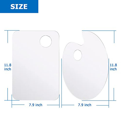 Tamaki 2 Pack 11.8 x 7.9 Inch Acrylic Paint Palette with Thumb Hole Clear Paint Pallet, Easy Clean Non-Stick Artist Pallet for Oil Watercolor Craft DIY Art Painting Palette - size: 11.8 x 7.9 inch