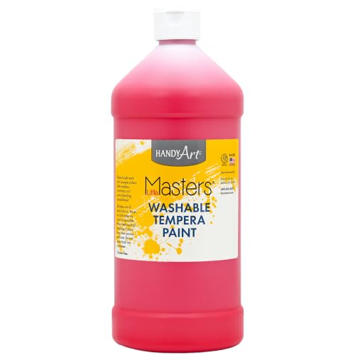Handy Art Little Masters Washable Tempera Paint, Red, 32 oz Bottle | Bright & Mixable, High Opacity, Washable Colors for Classroom, Students, Kids, Young Artists, Safe & Non-Toxic, Made in USA - color: Red, size: 32 Fl Oz (Pack of 1)