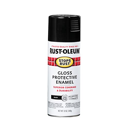 Rust-Oleum 7779830 Stops Rust Spray Paint, 12 oz, Gloss Black - color: Gloss Black, size: 12 Ounce (Pack of 1)