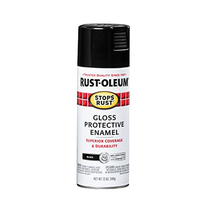 Rust-Oleum 7779830 Stops Rust Spray Paint, 12 oz, Gloss Black - color: Gloss Black, size: 12 Ounce (Pack of 1)