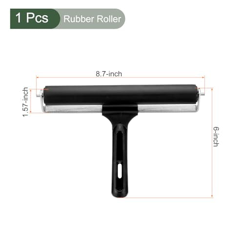 YOKIVE 1 Pcs Rubber Roller Brayer, Printmaking Ink Print Spreading Brush Tool, Great for Art Printing, Craft Stamping (Black 8-Inch) - size: 8 Inch