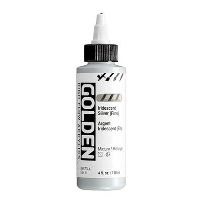 GOLDEN High Flow Acrylics, Iridescent Silver (Fine), 4 fl. oz. Bottle, Professional Acrylic Paint, Semi-Transparent