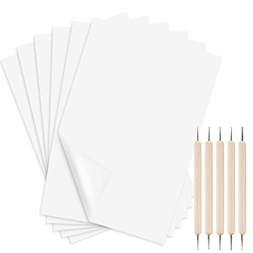 100 Pcs Carbon Transfer Paper with 5 Pcs Embossing Styluses Tools 11.7 X 8.3 Inch Copy Paper for Tracing Pattern on Wood Paper Canvas Cloth (White) - color: White