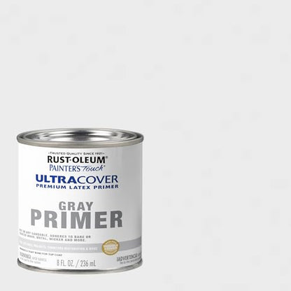 Rust-Oleum Brush On Paint 1980730 Painter's Touch Latex, Half Pint, Flat Gray Primer, 8 Fl Oz (Pack of 1) - color: Flat Gray Primer, size: 8 Fl Oz (Pack of 1)