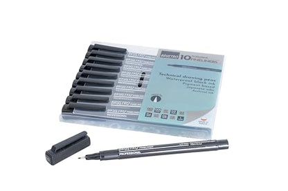 BRUSTRO Professional Pigment Based Fineliner - Set of 10 Colour - Black