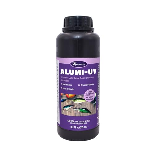 Alumilite Alumi-UV 12 Oz, Fast Curing, High Gloss, Clear UV Resin, Ideal for Crafts, Jewelry, Glossy Look Resin Forr Doming and Coating, Perfect for Fishing Lures, and Coasters - size: 12 Oz