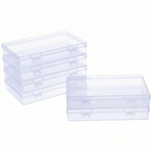 LJY 6 Pieces Rectangular Empty Mini Clear Plastic Organizer Storage Box Containers with Hinged Lids (7.1 x 4.3 x 1.2 inch, Transparent) - color: Transparent, size: 7.1 x 4.3 x 1.2 inch