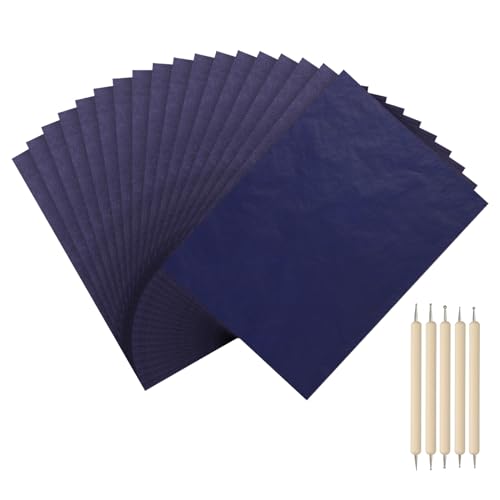 PATIKIL Carbon Paper Set, 100 Sheet A4 Graphite Transfer Tracing Copy Paper with Embossing Stylus for Drawing Writing on Wooden Canvas 8.3" x 11.7" Blue