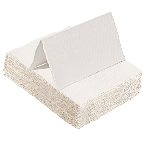 25 Sheets Watercolor Paper 3.5 x 2, 300 GSM Deckled Edge Paper Rough/Textured Handmade Paper for Watercolors, Wedding Invitations, Cards, Crafts - size: Folded to 3.5 x 2 inch