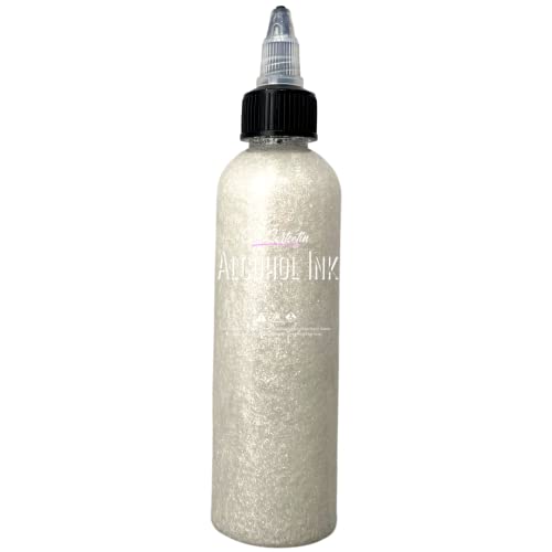 Premium Alcohol Ink|Metallic or Glitter Vibrant|High Saturated Unique Colors|4oz|for Tumblers,Coasters,Resin Dye,Alcohol Ink Paper,Yupo,Resin Petri Dish|by Ezgi Sertcetin (Glitter Diamond White) - color: Glitter Diamond White