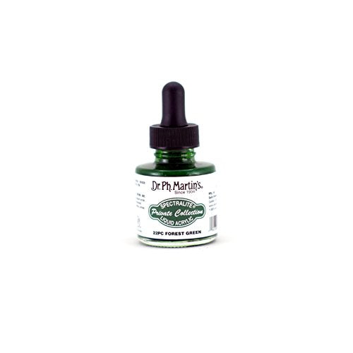 Dr. Ph. Martin's Spectralite Private Collection Liquid Acrylics (22PC) Arcylic Paint Bottle, 1.0 oz, Forest Green, 1 Bottle