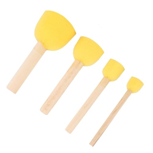 Wooden Foam Brush Painting Painting Art Furniture Game Paint, 4 Pieces of Foam Foam for Children, Assorted Sizes