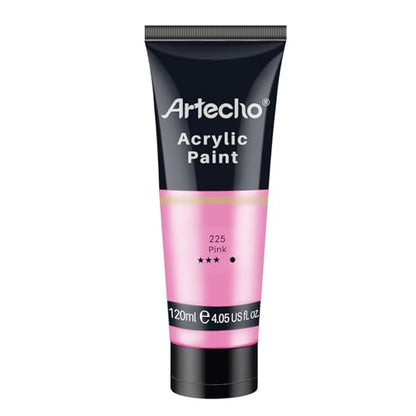 Artecho Pink Acrylic Paint, Pink Paint (120ml / 4.05oz) Tubes, Art Craft Paints for Canvas, Rock, Stone, Wood, Fabric, Art Supplies - color: Pink, style: Regular