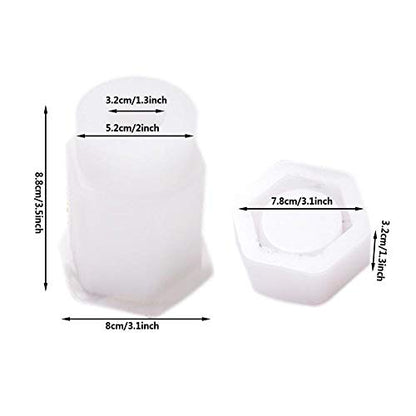 4 Style DIY Jewelry Resin Casting Molds Bottle Storage Jar with Lid Crystal Epoxy Mold Kit Handmade Craft Aromatherapy Candle Making Tool Clear Silicone Plaster Clay Mould （Hexahedron Bottle） - color: （Hexahedron Bottle）