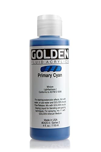 GOLDEN Fluid Acrylic, 4 oz Bottle, Primary Cyan (2420-4)