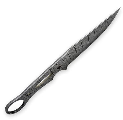 Custom Hand Forged Damascus Steel Blank Blade DIY Knife Making Kit Including G-10 Micarta Scale, Leather sheath, Pins, Scale, Camping Blade Damascus Blade Billet Knife Making Supply (BK-F) - color: BK-F