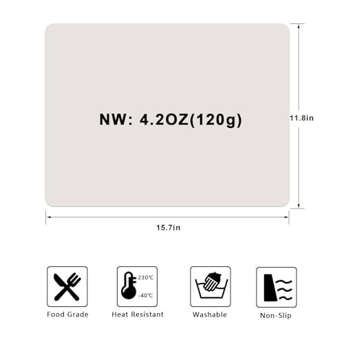 Silicone Placemats, Food-Grade Non-Slip Waterproof, Dining, Countertop Protector, Kitchen Counter Mat, Heat Resistant, Baking mat Dishwasher Safe - color: White Gray, size: 15.7 x 11.8 in - 2pcs (0.03 in)
