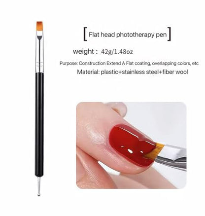 Metallic Nail Art Brushes Set, 6Pcs Double-Ended Thin Detail Art brush Liner,Nail Liner Brush, Nail Dotting Drawing Tool, UV Gel Polish Painting Tool,Nail Art Design Pen