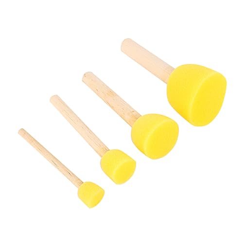 Versatile Foam Paint Brushes with Soft Wooden Handle for Craft Art Painting Tool - 4Pcs Assorted Sizes Sponge for Furniture DIY Projects