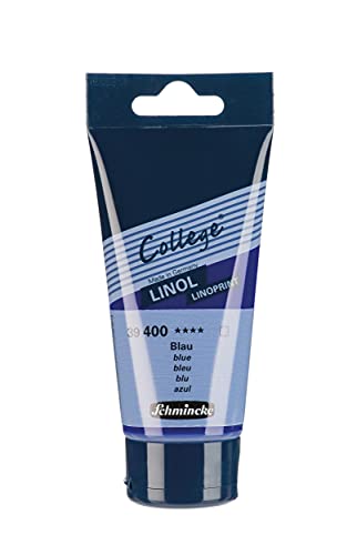 Schmincke - College Linol, Artists' lino Printing Inks, Blue in 75 ml Tube, 39400013, Low-Odour Water-Based lino Printing Ink, lightfast, Even Print - color: Blue, size: 2.54 Fl Oz (Pack of 1)