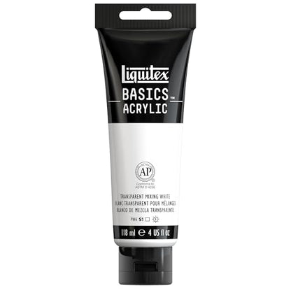 Liquitex BASICS Acrylic Paint, 118ml (4-oz) Tube, Transparent Mixing White - color: Transparent Mixing White, size: 4 Fl Oz (Pack of 1)