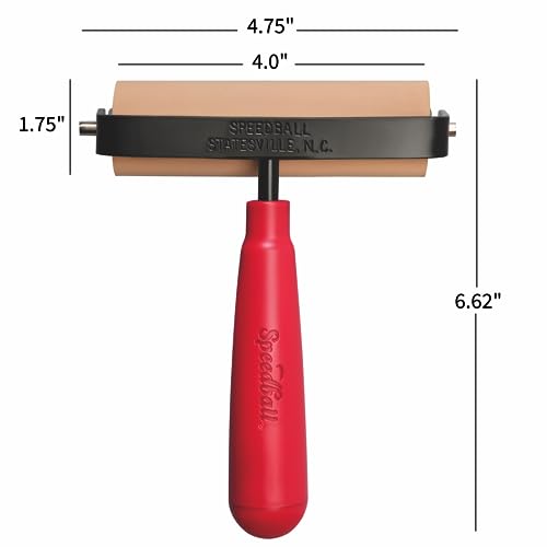 Speedball 4126 Deluxe Soft Rubber Brayer - 40/42 Durometer Roller with Heavy Duty Steel Frame - 4 Inches - size: 4-Inch