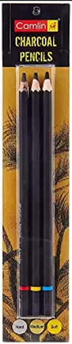 Camlin Charcoal Pencil Hard Medium Soft Pack Of 2 Artist Art & Craft Skecthing Shading Grade pencil