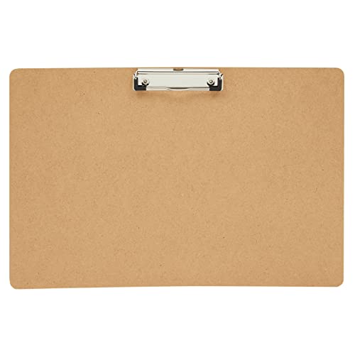 Juvale Clipboard - 11.5 x 17.4 in, Brown MDF, 4-Pack - Wood Clipboard Set with Low-Profile Metal Clip & Retractable Hook - Oversized & Portable for Drafting Board & Sketch Board Use