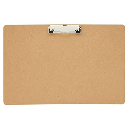 Juvale Clipboard - 11.5 x 17.4 in, Brown MDF, 4-Pack - Wood Clipboard Set with Low-Profile Metal Clip & Retractable Hook - Oversized & Portable for Drafting Board & Sketch Board Use