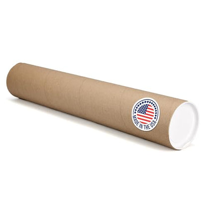IDL Packaging 4” x 24” Cardboard Mailing Tube, Made in USA - Reinforced Shipping Cylinder for Posters, Blueprints, Documents & Artwork, with Plastic End Caps - size: 4" x 24"