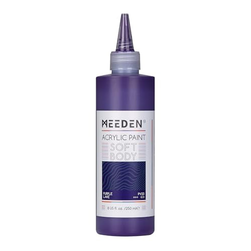 MEEDEN Soft Body Acrylic Paint: Purple Lake Matte Finish - 250ml/8.45oz Bulk Acrylic Colors in Ergonomic Bottle - Fluid Flow Art Paints for Artists Canvas Painting - color: Dioxazine Violet