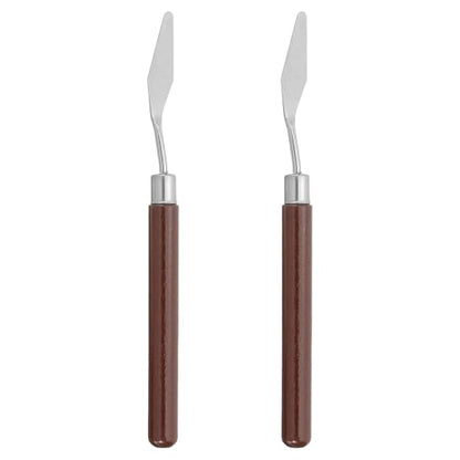 PATIKIL Art Spatula, 2 Pcs No.1 12mm Stainless Steel Flexible Palette Knife Painting Knife Painting Spatula Oil Painting Mixing Scraper with Wood Handle for Canvas Acrylic Painting, Red - style: No.1