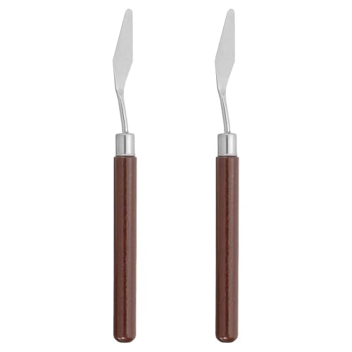 PATIKIL Art Spatula, 2 Pcs No.1 12mm Stainless Steel Flexible Palette Knife Painting Knife Painting Spatula Oil Painting Mixing Scraper with Wood Handle for Canvas Acrylic Painting, Red - style: No.1