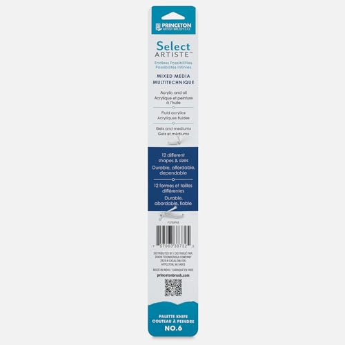 Princeton Select Artiste Palette Knife, Medium Multi Angle Scraper, Satin Turqouise Handle, No. 6, Metal, 1 Count - style: Medium Multi Angle Scraper No. 6