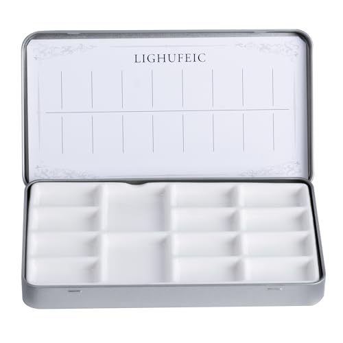 Travel Watercolor Palette,Portable Ceramic Palette with 14 Well,Metal Paint Box with Porcelain Palette(Silver Box) - color: Silver