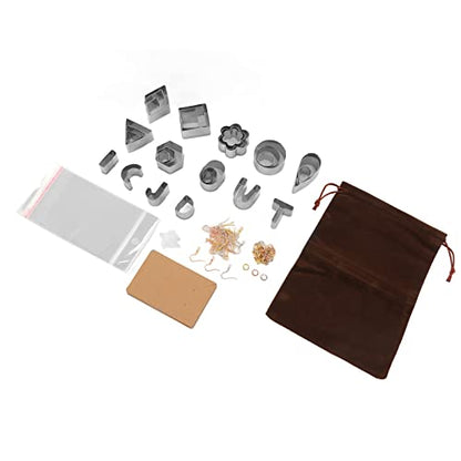 Clay Earring Making Kit, Polymer Jewelry DIY Kit with 30 Stainless Steel Cutters, Earring Hooks & Cards, for Clay, Polymer Clay, Fondant and Craft Projects