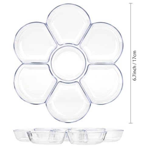 Foraineam 30 Pack Plastic Paint Tray Palettes, 7 Well Flower Petal Painting Dish Watercolor Mixing Palette, Artist Clear Paint Holder Tray Craft Supplies for Oil Acrylic Watercolor Gouache