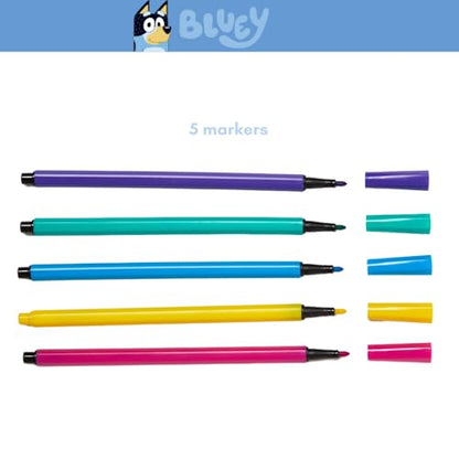Bluey Sketchbook for Kids with Washable Markers, 86 Blank Pages Spiral Bound, Light Blue - color: Bluey- Light Blue