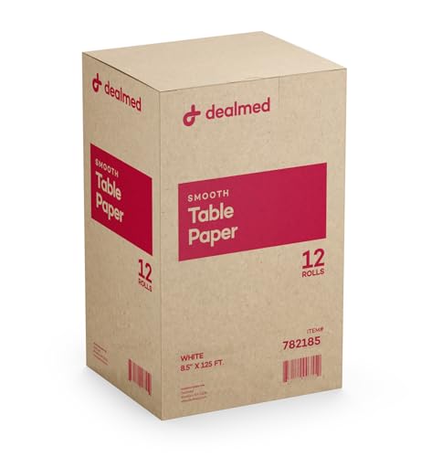 Dealmed Headrest Paper Roll, Smaller 8.5" x 125' Disposable Covers for Dentists, Diaper Changing, Waxing, Chiropractor, Tracing, Drawing, Coloring, (Smooth, White, 12 Rolls/Case) - color: Smooth White, size: 8.5" x 125'