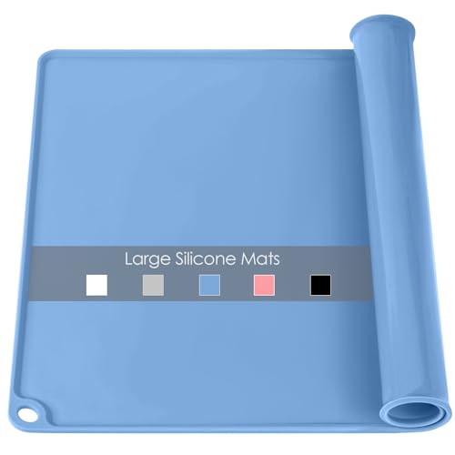 Standard Silicone Table Placemat-Food Grade Kids Dinner Placemat Reusable Countertop Mats Dough Pad with Raised Edges Blue Silicone Mat Heat Resistant for Air Fryer (1Pack 23.6'' x 15.7'') - color: Dark Blue, size: 23.6"L x 15.7"W