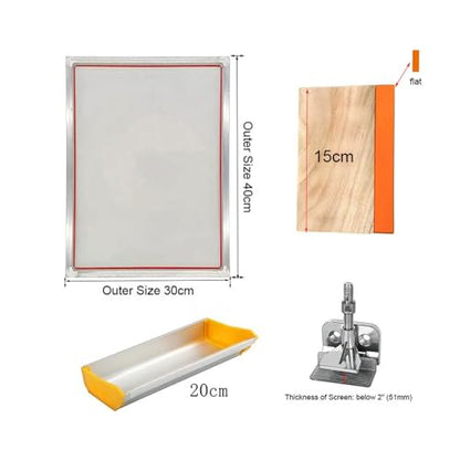 1pc Screen Printing Kit - with 50-420 Mesh, Squeegee, Emulsion Coater & Clamp for DIY T-Shirt, Paper, and Plastic Printing(A3kitsx165Tx420mesh) - size: A3kitsx165Tx420mesh
