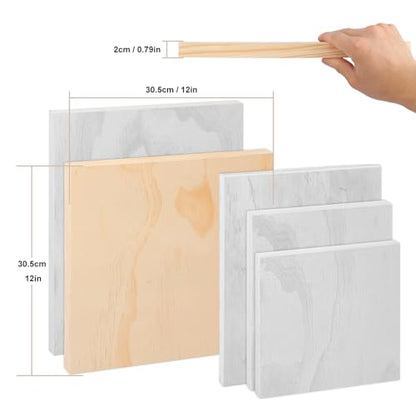 6 Pack 12 x 12 Inch Unfinished Wood Panels, Wooden Panel Boards for Painting, Crafts, and Home Decor - size: 6 Pack 12 x 12 Inch