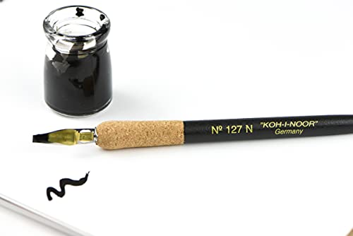 Koh-I-Noor Wooden Pen Holder with Cork Grip, For Drafting and Drawing, Black, 1 Each (127N.BLA) (Pack of 2) - size: 1 Count (Pack of 2), style: With Cork Grip