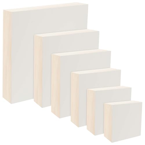 Da Vinci Pro Resist-Grip Coarse Textured Gesso Board, 6 Multi-Size Squares, 2" Depth Art Boards for Painting, White Acrylic Polymer with Quartz Sand, Warp-Resistant Cradled and Sealed MDF Panel