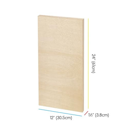 MEEDEN Unfinished Wood Canvas Board: 1-1/2" Deep 12x24” Wooden Canvas Panel Pack of 2 - Blank Cradled Wood Art Board for Painting - size: 12"x24"- 2 Pack