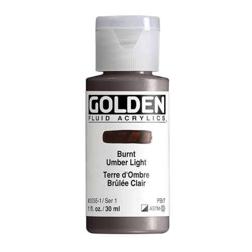 GOLDEN Fluid Acrylics, Burnt Umber Light, 1 fl. oz. Bottle, Professional Acrylic Paint, Semi-Opaque